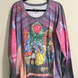 Disney beauty and the beast belle mosaic pullover hot topic vintage red rose